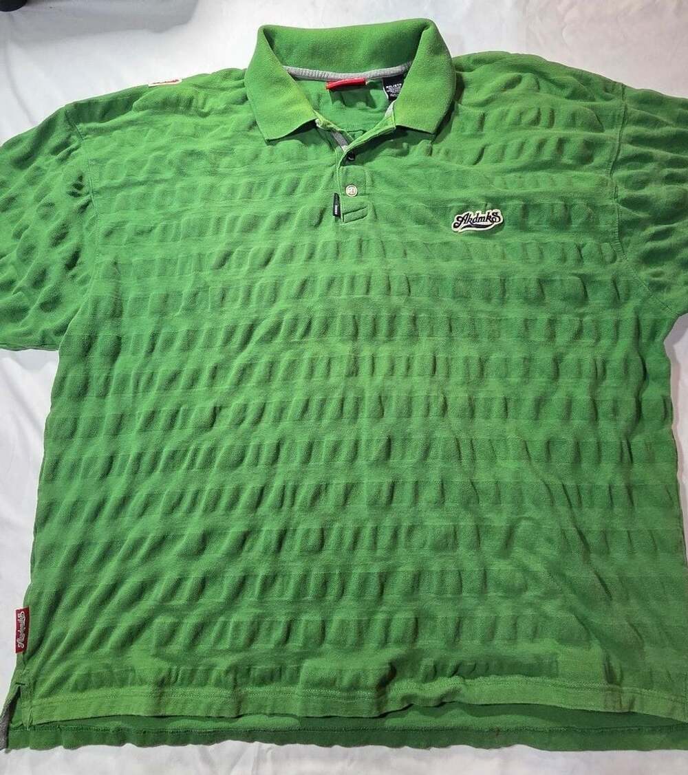 Akademiks Vintage Green Textures Polo Shirt Sz 4XL